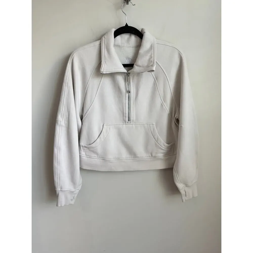 Lululemon Scuba Oversized Funnel Neck Half Zip Sweatshirt Natural Ivory XS / S - Picture 3 of 11